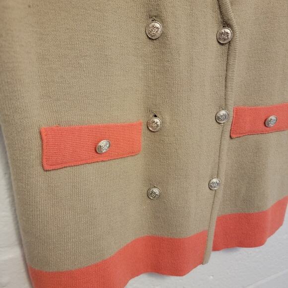 Code. M Cardigan Sweater Size Large Women's Tan Orange Button Up 370 - Picture 6 of 13